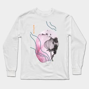 abstract watercolor botanical illustration. Minimalistic boho style Long Sleeve T-Shirt